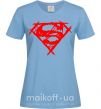Жіноча футболка Штрихованный логотип супермена Блакитний фото