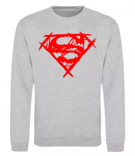 Світшот Штрихований логотип супермена Сірий меланж фото