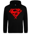 Мужская толстовка (худи) Штрихований логотип супермена Черный Мужская толстовка (худи) Штрихований логотип супермена Черный фото