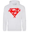 Мужская толстовка (худи) Штрихований логотип супермена Серый меланж Мужская толстовка (худи) Штрихований логотип супермена Серый меланж фото