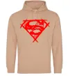 Мужская толстовка (худи) Штрихований логотип супермена Песочный Мужская толстовка (худи) Штрихований логотип супермена Песочный фото
