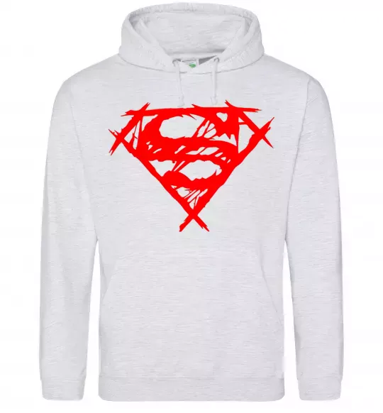 Жіноча толстовка (худі) Штрихований логотип супермена Сірий меланж фото