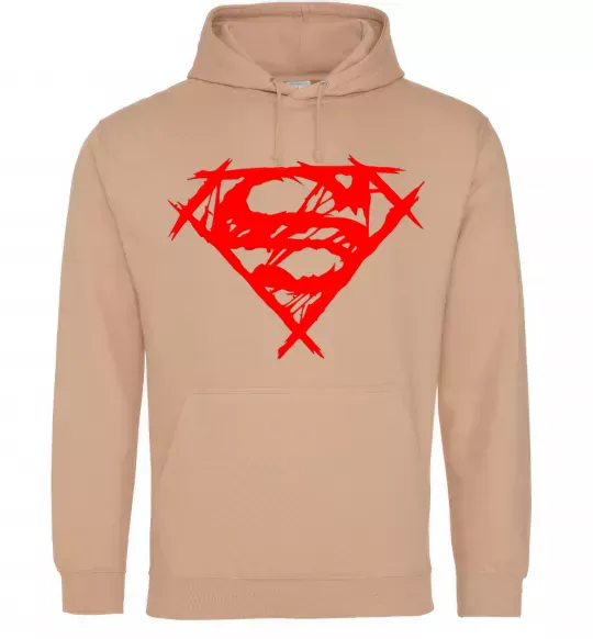 Жіноча толстовка (худі) Штрихований логотип супермена Пісочний фото