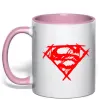 Чашка з кольоровою ручкою Штрихований логотип супермена Ніжно рожевий Чашка з кольоровою ручкою Штрихований логотип супермена Ніжно рожевий фото