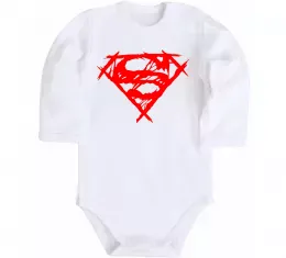 Детский боди Штрихований логотип супермена Белый фото