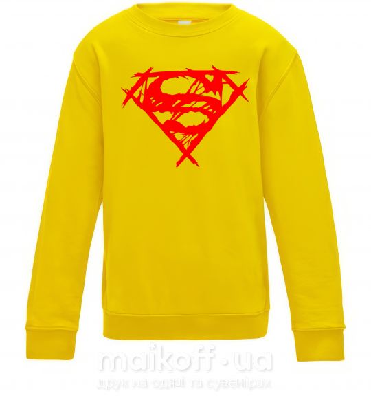 Детский Свитшот Штрихованный логотип супермена Солнечно желтый фото