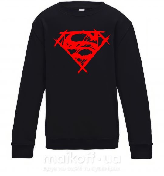 Детский Свитшот Штрихованный логотип супермена Черный фото