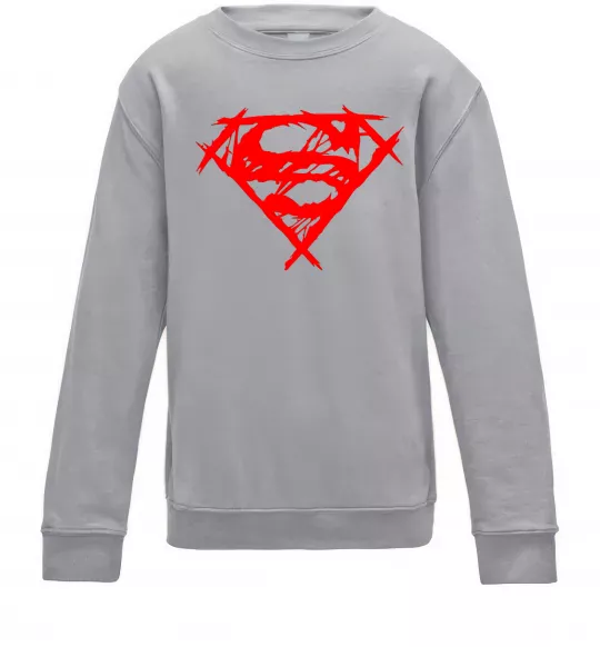 Дитячий світшот Штрихований логотип супермена Сірий меланж фото