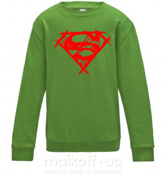 Детский Свитшот Штрихованный логотип супермена Лаймовый фото