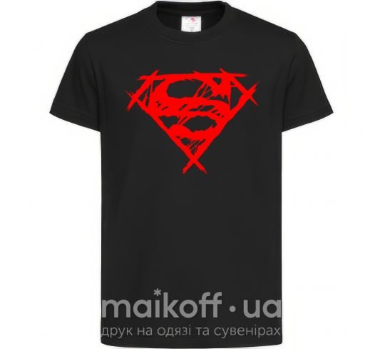 Дитяча футболка Штрихованный логотип супермена Чорний фото