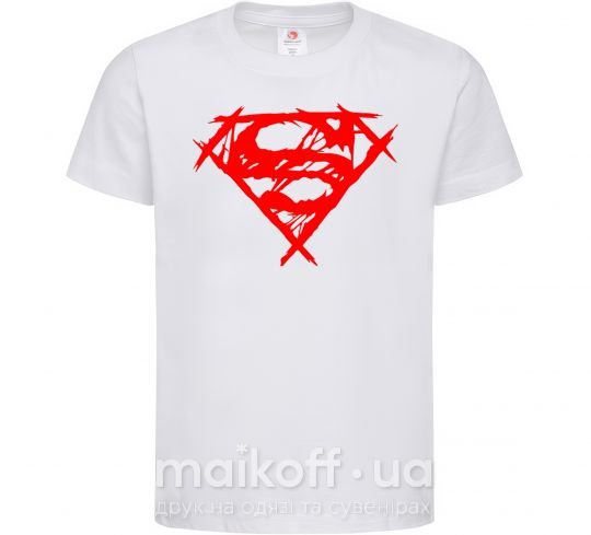 Детская футболка Штрихованный логотип супермена Белый фото