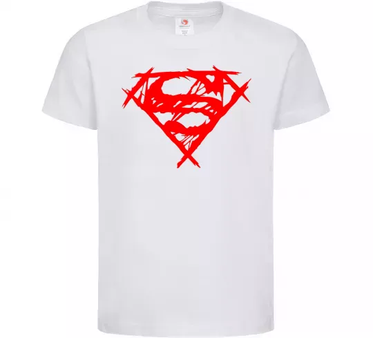 Детская футболка Штрихований логотип супермена Белый фото