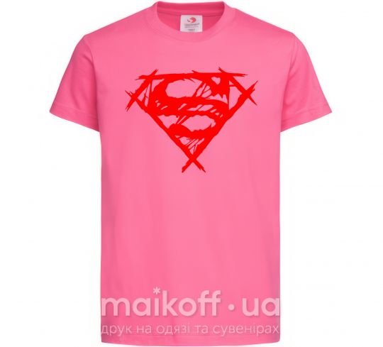 Детская футболка Штрихованный логотип супермена Ярко-розовый фото