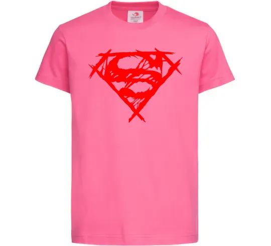 Детская футболка Штрихований логотип супермена Ярко-розовый фото