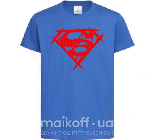 Детская футболка Штрихованный логотип супермена Ярко-синий фото