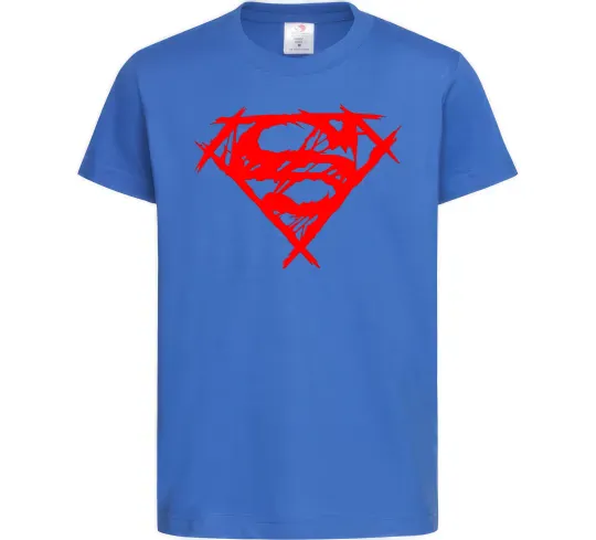 Детская футболка Штрихований логотип супермена Ярко-синий фото