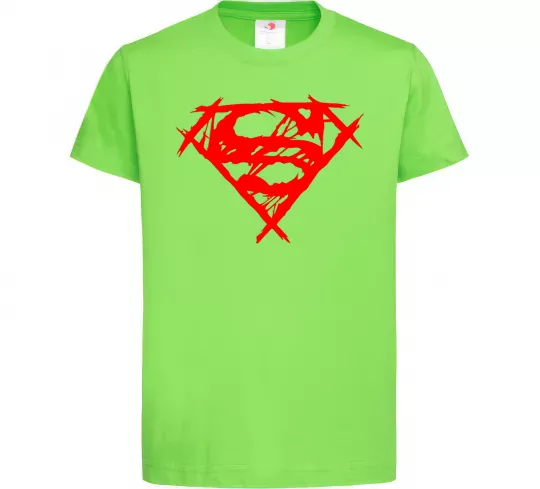 Детская футболка Штрихований логотип супермена Лаймовый фото