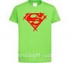 Детская футболка Штрихованный логотип супермена Лаймовый фото