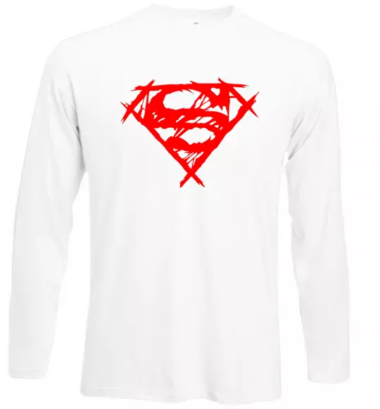 Лонгслив Штрихований логотип супермена Белый фото