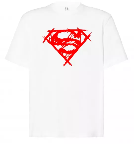 Футболка Оверсайз Штрихований логотип супермена Белый фото