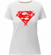 Жіноча преміум футболка Штрихований логотип супермена Білий фото