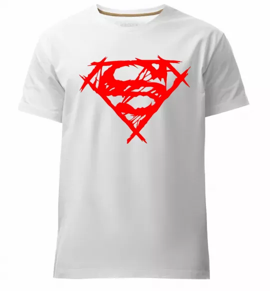 Мужская премиум футболка Штрихований логотип супермена Белый фото