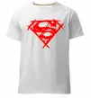 Мужская премиум футболка Штрихований логотип супермена Белый фото
