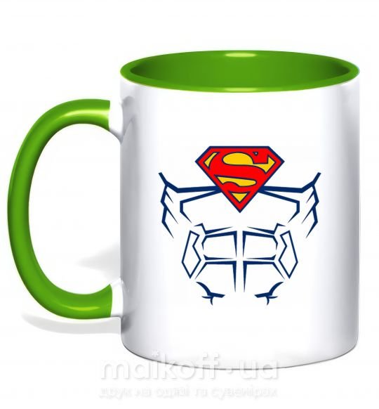 Чашка з кольоровою ручкою Пресс супермена Зелений фото