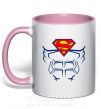 Чашка с цветной ручкой Пресс супермена Нежно розовый фото