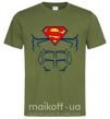 Мужская футболка Пресс супермена Оливковый фото