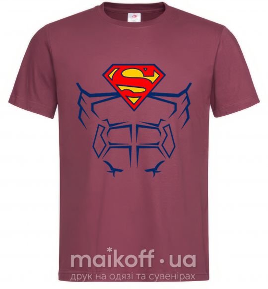Мужская футболка Пресс супермена Бордовый фото