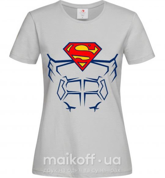 Женская футболка Пресс супермена Серый фото