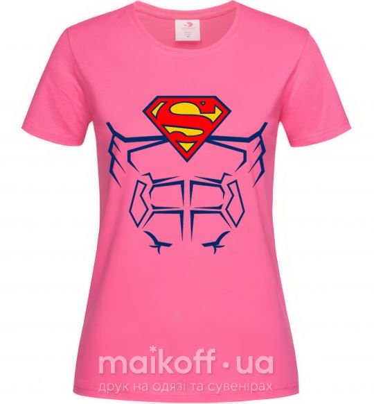 Женская футболка Пресс супермена Ярко-розовый фото