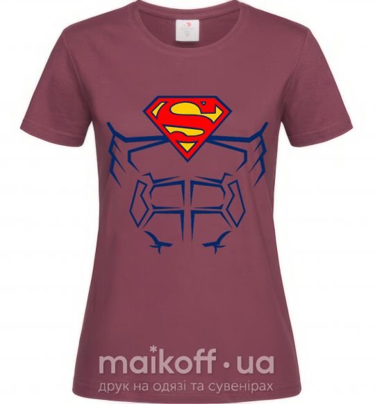 Женская футболка Пресс супермена Бордовый фото