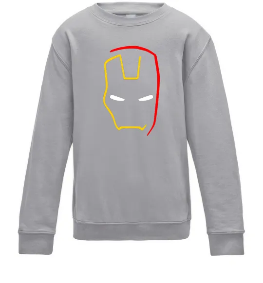 Детский Свитшот Маска залізної людини мінімал Серый меланж фото