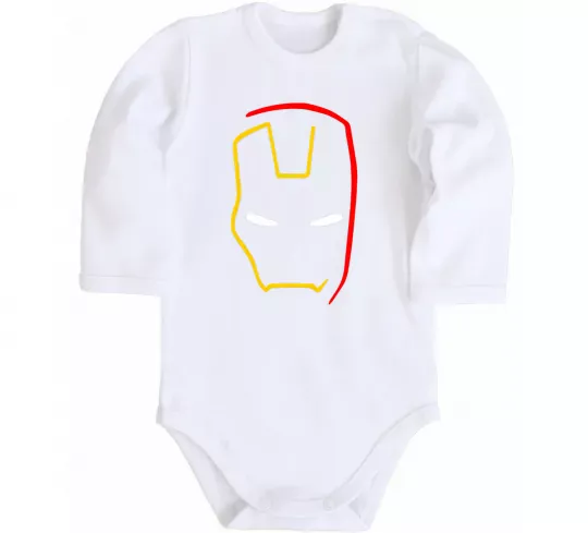 Дитячий бодік Маска залізної людини мінімал Білий фото