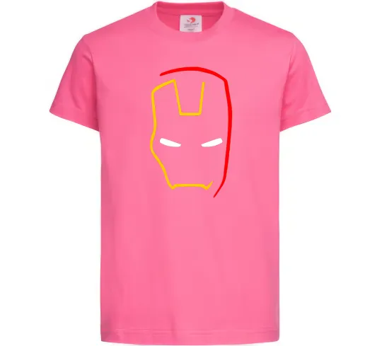 Дитяча футболка Маска залізної людини мінімал Яскраво-рожевий фото
