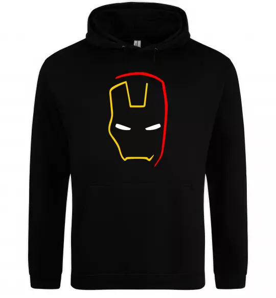 Мужская толстовка (худи) Маска залізної людини мінімал Черный фото