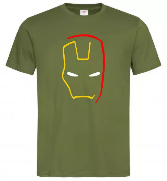 Чоловіча футболка Маска залізної людини мінімал Оливковий фото