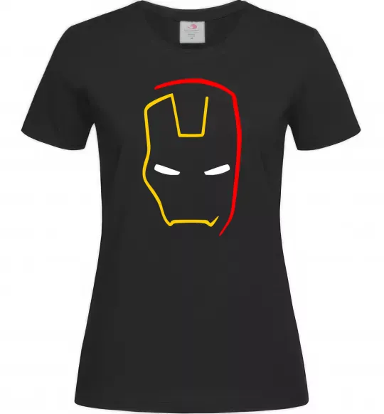 Женская футболка Маска залізної людини мінімал Черный фото