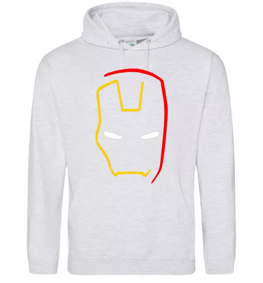 Жіноча толстовка (худі) Маска залізної людини мінімал Сірий меланж фото