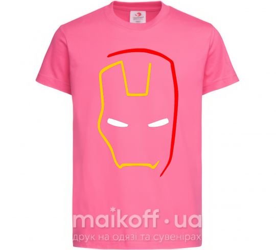 Детская футболка Маска железного человека минимал Ярко-розовый фото