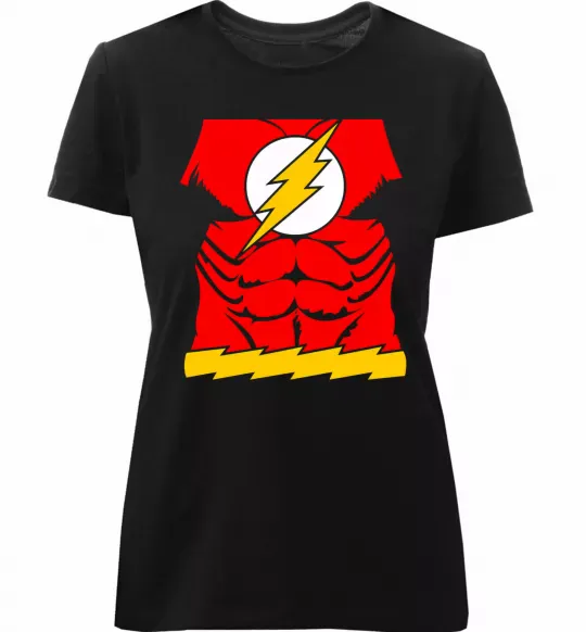 Жіноча преміум футболка Костюм флеш Чорний фото