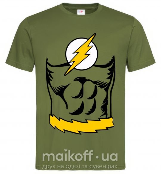 Мужская футболка Flash costume Оливковый фото
