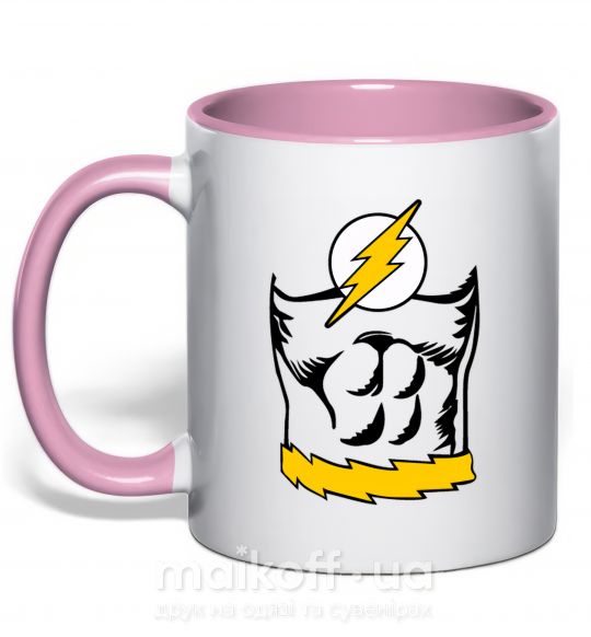 Чашка з кольоровою ручкою Flash costume Ніжно рожевий фото