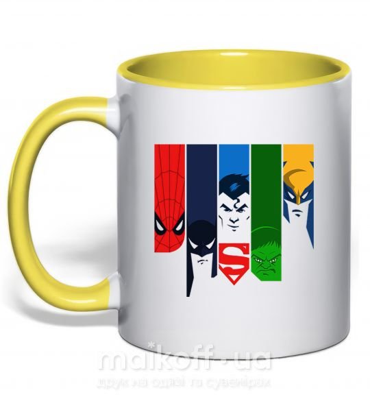 Чашка з кольоровою ручкою Superheroes Сонячно жовтий фото