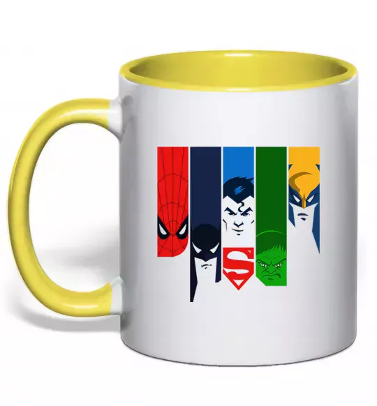 Чашка з кольоровою ручкою Superheroes Сонячно жовтий фото