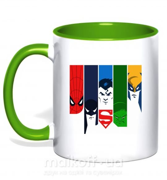 Чашка з кольоровою ручкою Superheroes Зелений фото
