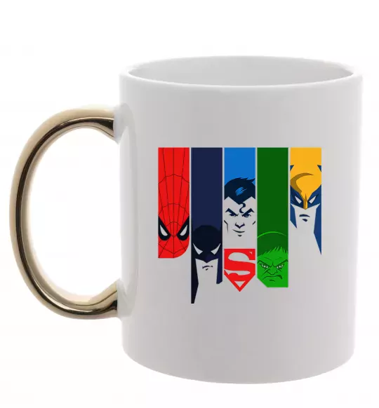 Чашка з кольоровою ручкою Superheroes Золото фото