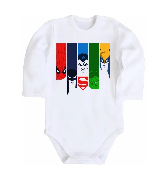 Дитячий бодік Superheroes Білий фото